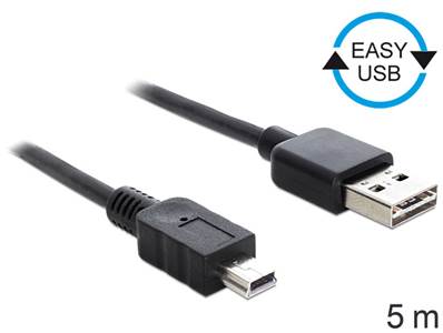 Câble EASY-USB 2.0 Type-A mâle > USB 2.0 Type Mini-B mâle 5 m noir