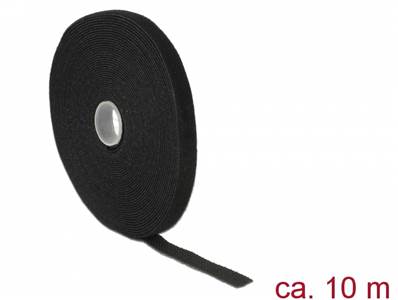 Fermetures par velcro L 10 m x l 13 mm rouleau noire