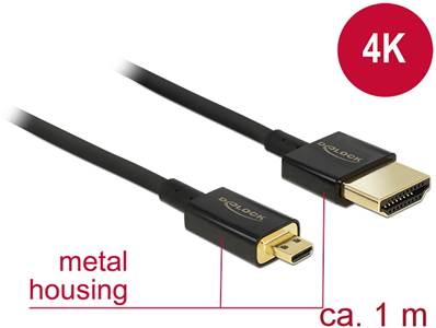 Câble HDMI haute vitesse avec Ethernet - HDMI-A mâle > HDMI Micro-D mâle 3D 4K 1 m Fin Haut de gamme