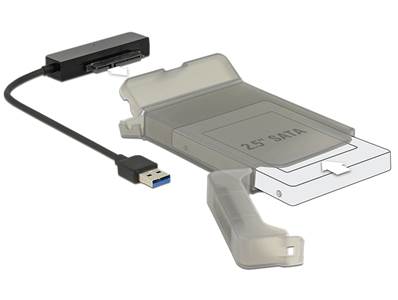 Convertisseur USB 3.0 Type-A mâle > SATA 6 Gb/s 22 broches avec couvercle de protection 2.5"